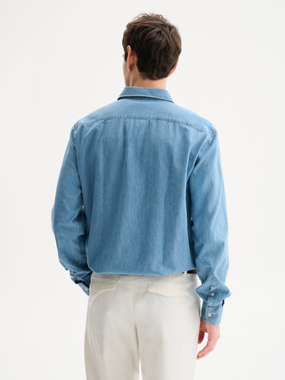 CAMICIA IN DENIM LAVAGGIO CHIARO - AZZURRO