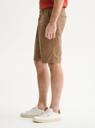 BERMUDA SLIM FIT IN GABARDINA DI COTONE - TORTORA