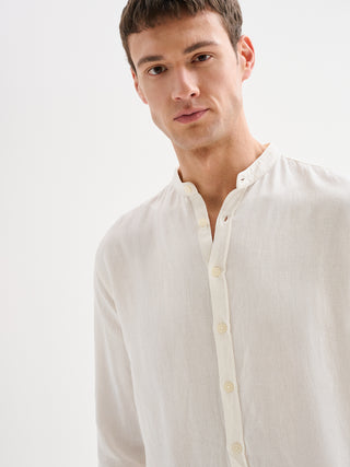 Camicia Uomo in Lino Collo alla Coreana QB24