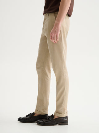 PANTALONI SLIM FIT DA COMPLETO IN MISTO LINO - SABBIA