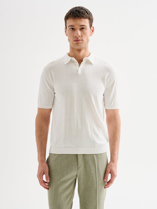Polo Uomo in Maglia Basic Cotone Crepe Bianca QB24