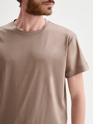 T-SHIRT GIROCOLLO MANICHE CORTE IN COTONE E MODAL