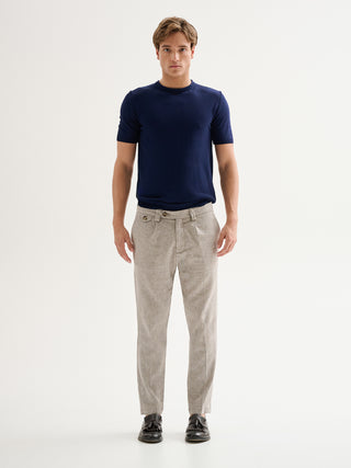 Pantaloni Uomo Regular-Fit Pinces Lino Melange QB24