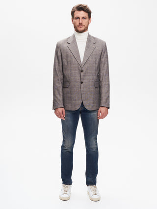 Giacca Due Bottoni Uomo Check Cammello QB24
