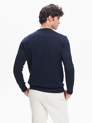 Maglia Girocollo Uomo Basic Blu  QB24