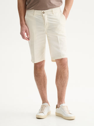 BERMUDA SLIM FIT IN GABARDINA DI COTONE - AVORIO