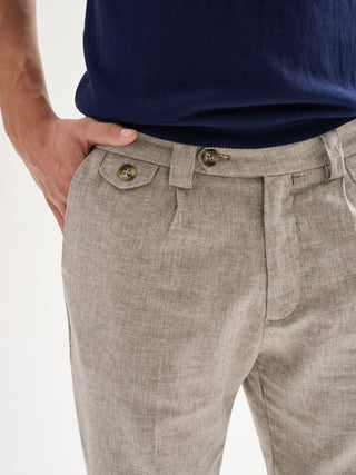 Pantaloni Uomo Regular-Fit Pinces Lino Melange QB24