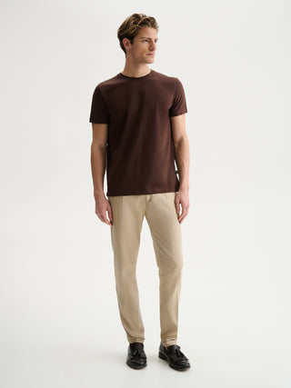 T-SHIRT GIROCOLLO A MANICHE CORTE IN JERSEY BIELASTICO - TESTA DI MORO