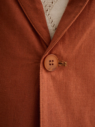 GIACCA MONOPETTO SLIM FIT DUE BOTTONI DA COMPLETO IN MISTO LINO - COCCIO