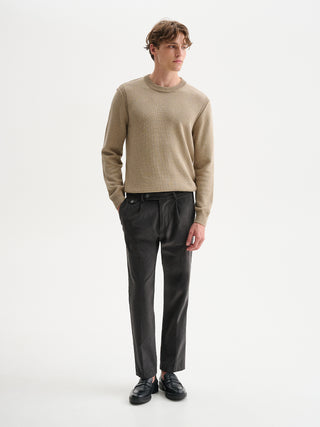 PANTALONI REGULAR-FIT CON PINCES IN VELLUTO A COSTE
