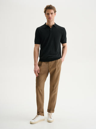 POLO IN MAGLIA BASIC IN COTONE CREPE - NERO