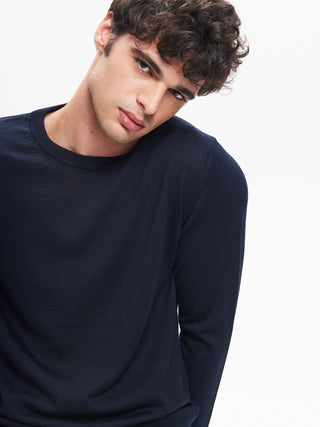 Maglia Girocollo Uomo Basic Blu  QB24