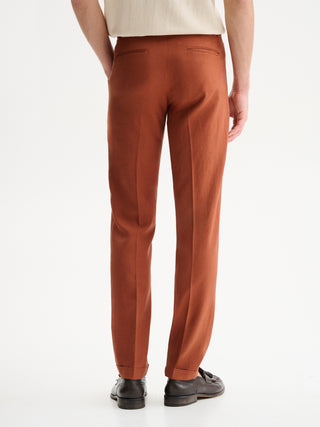 PANTALONI SLIM FIT DA COMPLETO IN MISTO LINO - COCCIO