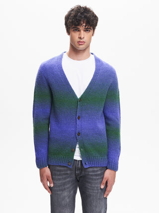 Cardigan Uomo effetto Degradè Verde QB24