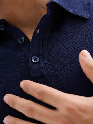 Polo Uomo in Maglia Basic Cotone Crepe Blu QB24