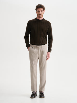 PANTALONI REGULAR-FIT CON PINCES E FANTASIA TON SUR TON
