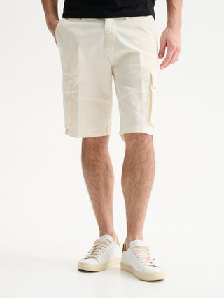 BERMUDA CARGO REGULAR FIT IN GABARDINA - AVORIO