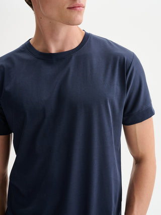 T-SHIRT GIROCOLLO MANICHE CORTE IN COTONE E MODAL