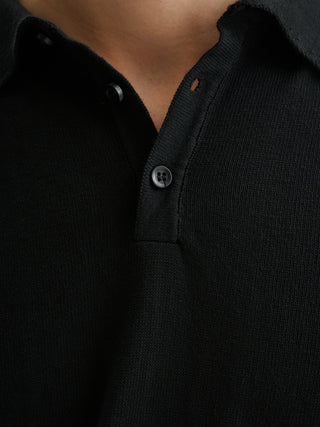 POLO IN MAGLIA BASIC IN COTONE CREPE - NERO