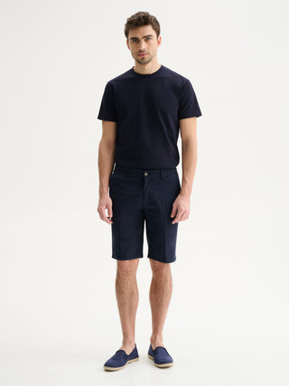 BERMUDA SLIM FIT IN GABARDINA DI COTONE - BLU