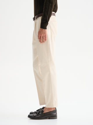 PANTALONI REGULAR-FIT CON PINCES IN VELLUTO A COSTE