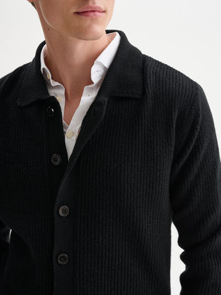 CARDIGAN OVERSHIRT IN MAGLIA A COSTE
