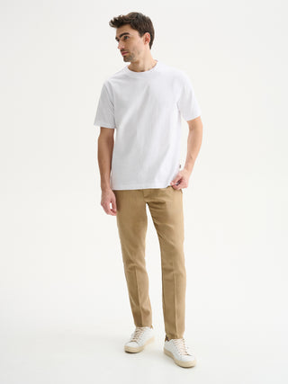 T-SHIRT GIROCOLLO BOXY FIT A MANICHE CORTE IN COTONE 210 GR - BIANCO