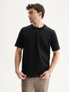 T-SHIRT GIROCOLLO BOXY FIT A MANICHE CORTE IN COTONE 210 GR - NERO