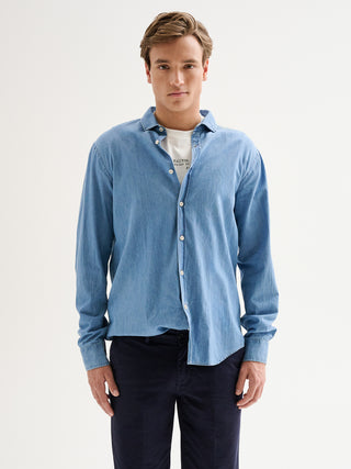 Camicia Uomo Denim Lavaggio Chiaro QB24