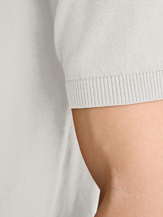 MAGLIA GIROCOLLO A MANICHE CORTE IN COTONE CREPE - BIANCO