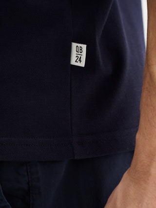 T-SHIRT GIROCOLLO A MANICHE CORTE IN PIQUET DI COTONE - BLU