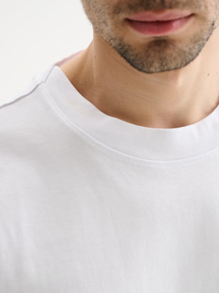 T-SHIRT GIROCOLLO BOXY FIT A MANICHE CORTE IN COTONE 210 GR - BIANCO