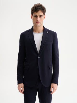 GIACCA MONOPETTO SLIM FIT DUE BOTTONI DA COMPLETO IN PUNTO MILANO - BLU