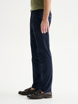 PANTALONI CHINO SLIM FIT IN GABARDINA DI COTONE - BLU
