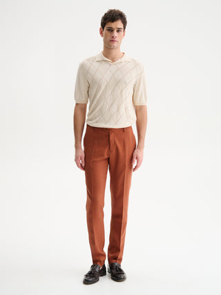 PANTALONI SLIM FIT DA COMPLETO IN MISTO LINO - COCCIO