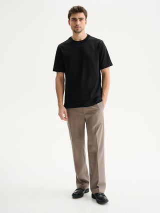 T-SHIRT GIROCOLLO BOXY FIT A MANICHE CORTE IN COTONE 210 GR - NERO