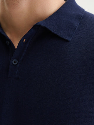 POLO IN MAGLIA BASIC IN COTONE CREPE - BLU