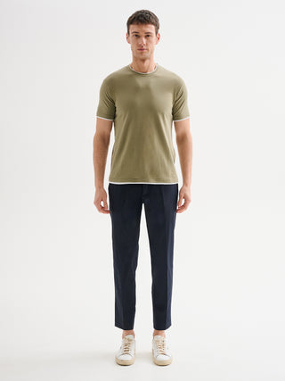 T-shirt Uomo Profili a Contrasto Verde Salvia QB24