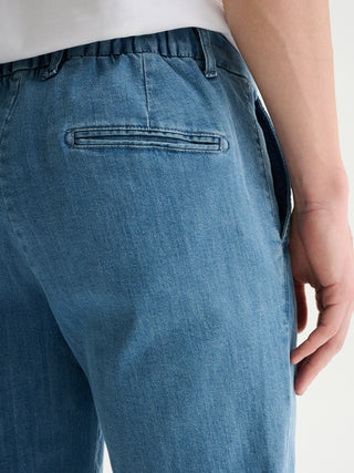 PANTALONI CHINO SLIM FIT IN DENIM LAVAGGIO MEDIO - BLU