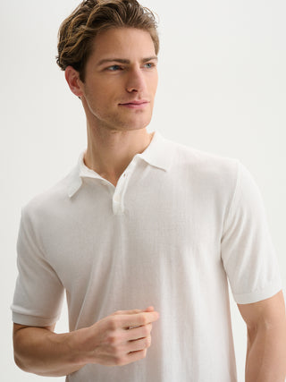 POLO IN MAGLIA BASIC IN COTONE CREPE - BIANCO