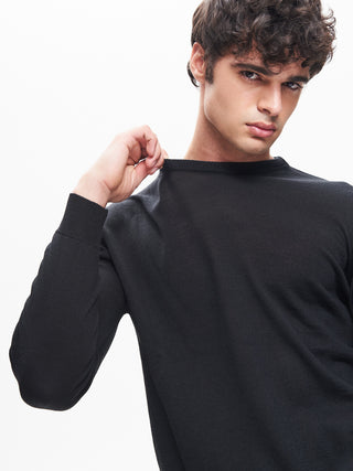 Maglia Girocollo Uomo Basic Nero  QB24