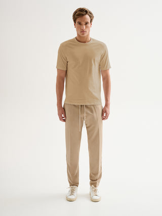 T-shirt Uomo Girocollo Piquet Beige QB24