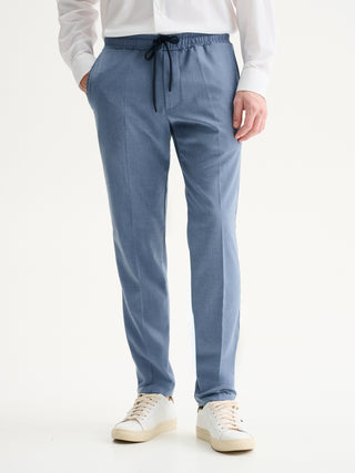 PANTALONI JOGGER REGULAR FIT CON COULISSE IN POLIVISCOSA - BLU INDACO