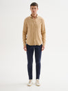 Camicia Uomo in Lino Collo alla Francese beige QB24