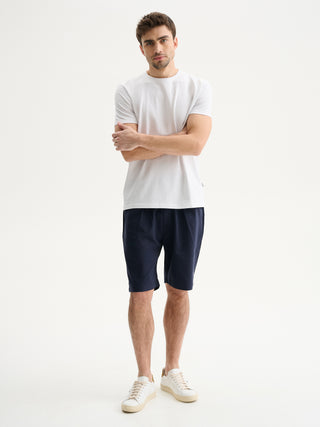 T-SHIRT GIROCOLLO A MANICHE CORTE IN JERSEY BIELASTICO - BIANCO