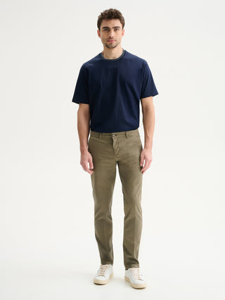 PANTALONI CHINO SLIM FIT IN GABARDINA DI COTONE - SALVIA