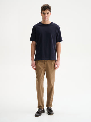 T-SHIRT GIROCOLLO BOXY FIT A MANICHE CORTE IN COTONE 210 GR - BLU