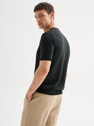 Maglia Uomo Girocollo Maniche Corte Nera QB24