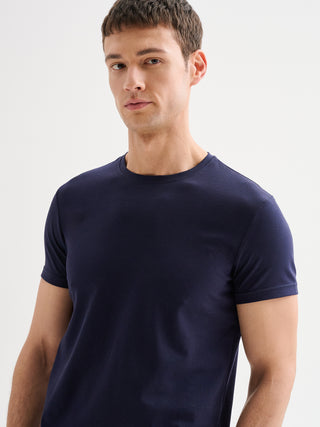 T-shirt Uomo Girocollo Maniche Corte Blu QB24