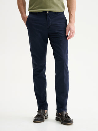 PANTALONI CHINO SLIM FIT IN GABARDINA DI COTONE - BLU